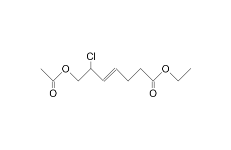 7-Acetoxy-6-chloro-trans-4-heptenoic acid, ethyl ester