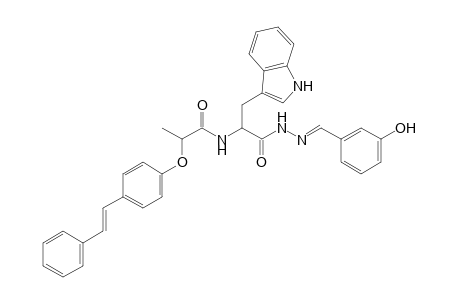 N-(1-((E)-2-(3-hydroxybenzylidene)hydrazinyl)-3-(1H-indol-3-yl)-1-oxopropan-2-yl)-2-(4-styrylphenoxy)propanamide