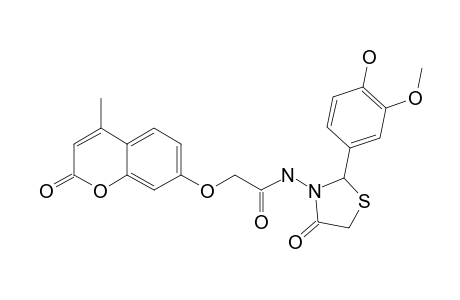 N-[2-(4-HYDROXY-3-METHOXYPHENYL)-4-OXOTHIAZOLIDIN-3-YL]-2-(4-METHYL-2-OXO-2H-CHROMEN-7-YLOXY)-ACETAMIDE