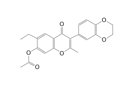 4H-1-benzopyran-4-one, 7-(acetyloxy)-3-(2,3-dihydro-1,4-benzodioxin-6-yl)-6-ethyl-2-methyl-