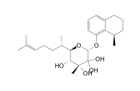 .alpha.-Arabinopyranoside, 5-(1,5-dimethyl-4-hexenyl)-5,6,7,8-tetrahydro-2-hydroxy-3,8-dimethyl-1-naphthalenyl, [5R-[5.alpha.(S*),8.beta.]]-