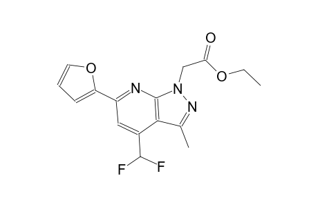 1H-pyrazolo[3,4-b]pyridine-1-acetic acid, 4-(difluoromethyl)-6-(2-furanyl)-3-methyl-, ethyl ester