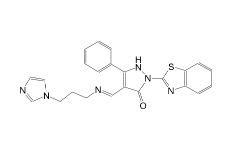 2-(1,3-benzothiazol-2-yl)-4-((E)-{[(E)-3-(1H-imidazol-1-yl)propyl]imino}methyl)-5-phenyl-1,2-dihydro-3H-pyrazol-3-one