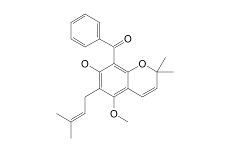 MYRTIAPHENONE-B;2,2-DIMETHYL-8-BENZOYL-7-HYDROXY-5-METHOXY-6-(3-METHOXYBUTENYL)-BENZOPYRAN