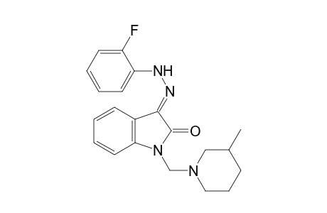 (3E)-3-[(2-fluorophenyl)hydrazinylidene]-1-[(3-methyl-1-piperidinyl)methyl]-2-indolone