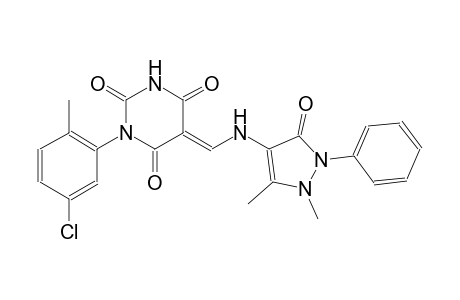 (5E)-1-(5-chloro-2-methylphenyl)-5-{[(1,5-dimethyl-3-oxo-2-phenyl-2,3-dihydro-1H-pyrazol-4-yl)amino]methylene}-2,4,6(1H,3H,5H)-pyrimidinetrione