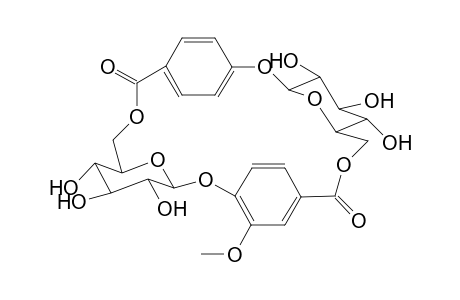 Clemoarmanoside B [Benzoic acid 4-[[6'-O-[4"-(.beta.D-glucopyranosyloxy)benzoyl]-.beta.,D-glucopyranosyl]oxy]-3-methoxyintramol-1,6"'-ester]