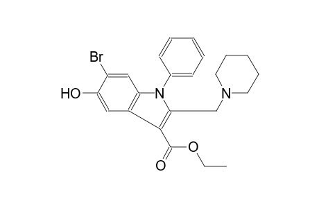 1H-indole-3-carboxylic acid, 6-bromo-5-hydroxy-1-phenyl-2-(1-piperidinylmethyl)-, ethyl ester