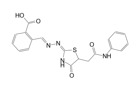 2-((E)-{(2E)-2-[5-(2-anilino-2-oxoethyl)-4-oxo-1,3-thiazolidin-2-ylidene]hydrazono}methyl)benzoic acid