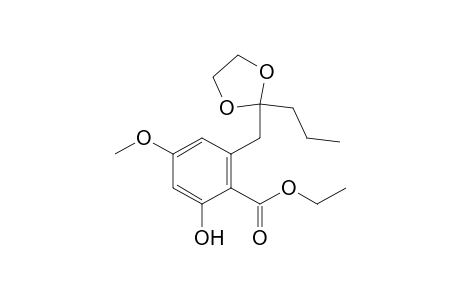 Benzoic acid, 2-hydroxy-4-methoxy-6-[(2-propyl-1,3-dioxolan-2-yl)methyl]-, ethyl ester