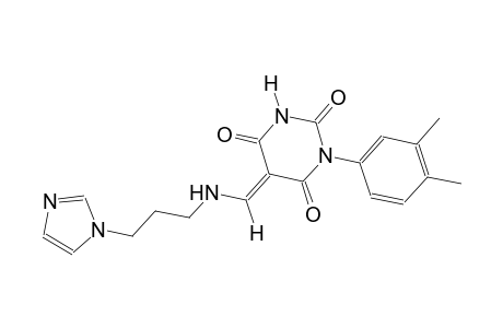 (5E)-1-(3,4-dimethylphenyl)-5-({[3-(1H-imidazol-1-yl)propyl]amino}methylene)-2,4,6(1H,3H,5H)-pyrimidinetrione