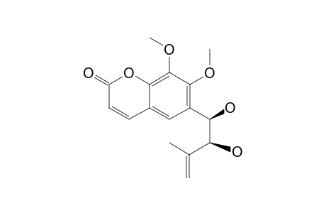 (-)-FATOUAIN_B;(-)-ERYTHRO-6-(1,2-DIHYDROXY-3-METHYLBUT-3-ENYL)-7,8-DIMETHOXY-[2-H]-CHROMEN-2-ONE