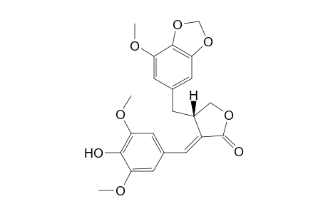 (2E,3S)-2-(4'-Hydroxy-3',5'-dimethoxybenzylidene)-3-(5"-methoxy-3",4"-methylenedioxybenzyl)-butyrolactone