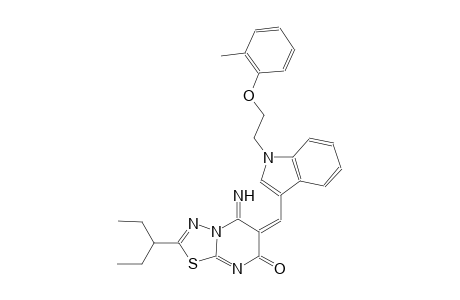 (6E)-2-(1-ethylpropyl)-5-imino-6-({1-[2-(2-methylphenoxy)ethyl]-1H-indol-3-yl}methylene)-5,6-dihydro-7H-[1,3,4]thiadiazolo[3,2-a]pyrimidin-7-one