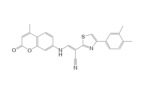 (2E)-2-[4-(3,4-dimethylphenyl)-1,3-thiazol-2-yl]-3-[(4-methyl-2-oxo-2H-chromen-7-yl)amino]-2-propenenitrile