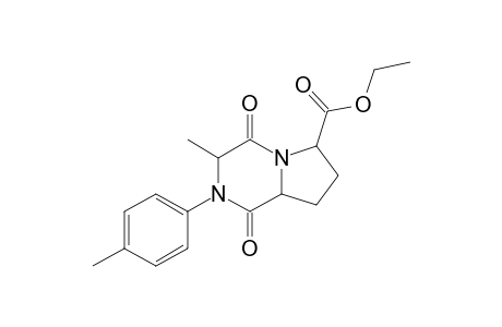 1,4-dioxo-3-methyloctahydro-2-p-tolylpyrrolo[1,2-a]pyrazine-6-carboxylic acid, ethyl ester(alpha-isomer)