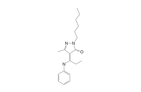 1-(N-HEXYL)-3-METHYL-4-(1-PHENYLAMINOPROPYLIDENE)-2-PYRAZOLIN-5-ONE