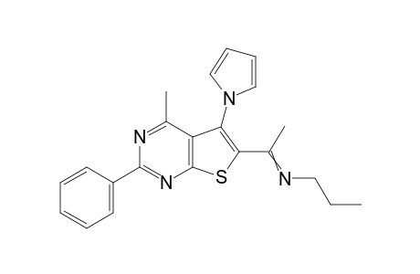 N-(1-(4-methyl-2-phenyl-5-(1H-pyrrol-1-yl)thieno[2,3-d]pyrimidin-6-yl)ethylidene)propan-1-amine