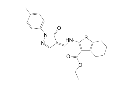 ethyl 2-({(Z)-[3-methyl-1-(4-methylphenyl)-5-oxo-1,5-dihydro-4H-pyrazol-4-ylidene]methyl}amino)-4,5,6,7-tetrahydro-1-benzothiophene-3-carboxylate