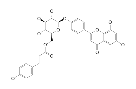 LEUFOLIN-B;[6-[4-(6,8-DIHYDROXY-4-OXO-4H-CHROMEN-2-YL)-PHENOXY]-3,5-DIHYDROXYTETRAHYDRO-2H-PYRAN-2-YL]-METHYL-(E)-3-(4-HYDROXYPHENYL)-2-PROPENOATE