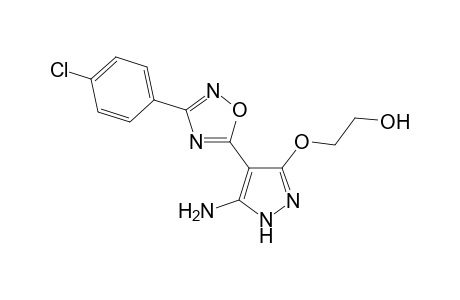 2-Amino-3-[(2'-hydroxyethoxy)-4'-{ 9"-(p-chlorophenyl)}-7",8",10"-oxadiazol-6"-yl]pyrazole