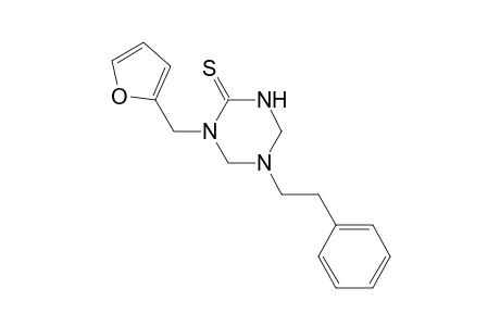 1,3,5-Triazine-2(1H)-thione, 1-(2-furanylmethyl)tetrahydro-5-(2-phenylethyl)-