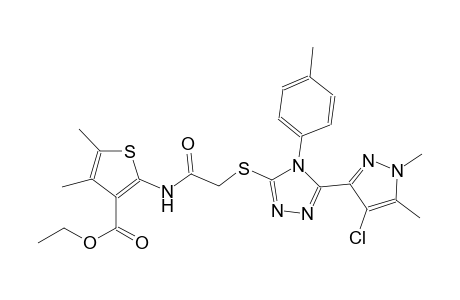 ethyl 2-[({[5-(4-chloro-1,5-dimethyl-1H-pyrazol-3-yl)-4-(4-methylphenyl)-4H-1,2,4-triazol-3-yl]sulfanyl}acetyl)amino]-4,5-dimethyl-3-thiophenecarboxylate