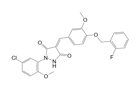 (4E)-1-(5-chloranyl-2-methoxy-phenyl)-4-[[4-[(2-fluorophenyl)methoxy]-3-methoxy-phenyl]methylidene]pyrazolidine-3,5-dione