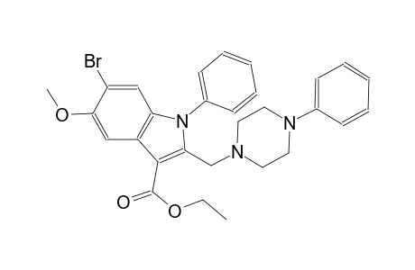 1H-indole-3-carboxylic acid, 6-bromo-5-methoxy-1-phenyl-2-[(4-phenyl-1-piperazinyl)methyl]-, ethyl ester