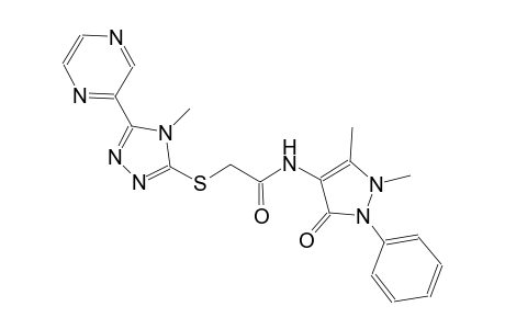 N-(1,5-dimethyl-3-oxo-2-phenyl-2,3-dihydro-1H-pyrazol-4-yl)-2-{[4-methyl-5-(2-pyrazinyl)-4H-1,2,4-triazol-3-yl]sulfanyl}acetamide