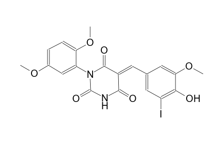 (5E)-1-(2,5-dimethoxyphenyl)-5-(4-hydroxy-3-iodo-5-methoxybenzylidene)-2,4,6(1H,3H,5H)-pyrimidinetrione