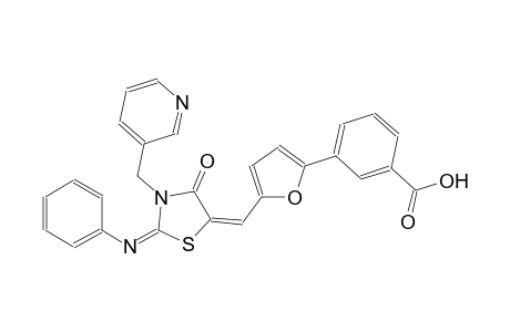 3-(5-{(E)-[(2E)-4-oxo-2-(phenylimino)-3-(3-pyridinylmethyl)-1,3-thiazolidin-5-ylidene]methyl}-2-furyl)benzoic acid