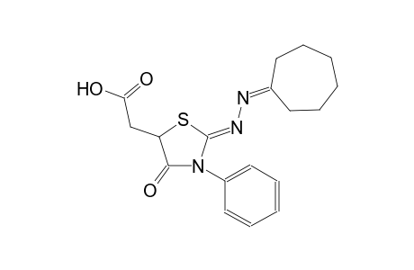 [(2Z)-2-(cycloheptylidenehydrazono)-4-oxo-3-phenyl-1,3-thiazolidin-5-yl]acetic acid