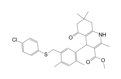 methyl 4-(5-{[(4-chlorophenyl)sulfanyl]methyl}-2,4-dimethylphenyl)-2,7,7-trimethyl-5-oxo-1,4,5,6,7,8-hexahydro-3-quinolinecarboxylate