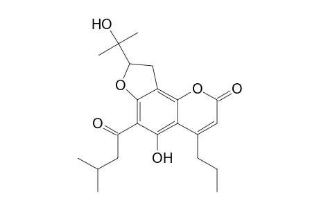 2H-Furo[2,3-h]-1-benzopyran-2-one, 8,9-dihydro-5-hydroxy-8-(1-hydroxy-1-methylethyl)-6-(3-methyl-1-oxobutyl)-4-propyl-, (.+-.)-