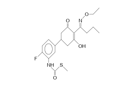 2-(1-Ethoximino-butyl)-3-hydroxy-5-(3-methylthiocarbonylamido-4-fluoro-phenyl)-2-cyclohexen-1-one