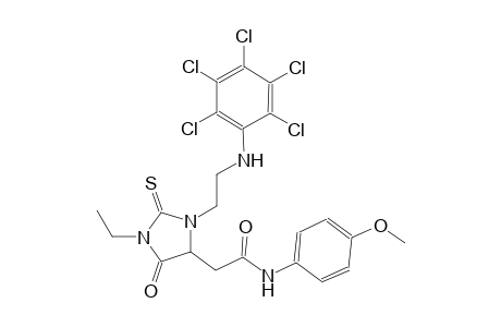 2-{1-ethyl-5-oxo-3-[2-(2,3,4,5,6-pentachloroanilino)ethyl]-2-thioxo-4-imidazolidinyl}-N-(4-methoxyphenyl)acetamide