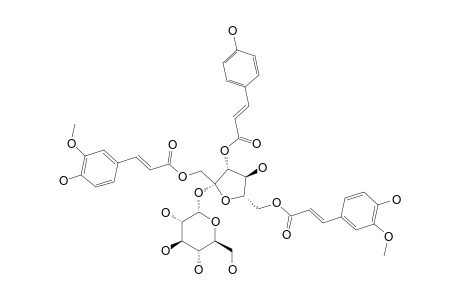 SMILASIDE-J;(3-O-PARA-COUMAROYL-1,6-O-DIFERULOYL)-BETA-D-FRUCTOFURANOSYL-(2->1)-ALPHA-D-GLUCOPYRANOSIDE