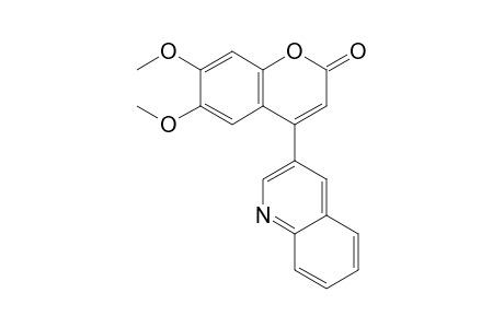 2H-1-Benzopyran-2-one, 6,7-dimethoxy-4-(3-quinolinyl)-
