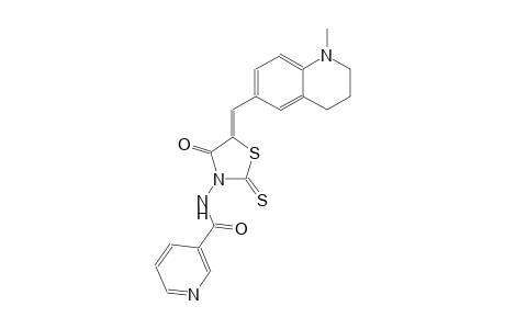 3-pyridinecarboxamide, N-[(5Z)-4-oxo-5-[(1,2,3,4-tetrahydro-1-methyl-6-quinolinyl)methylene]-2-thioxothiazolidinyl]-