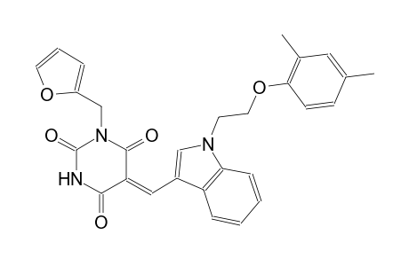 (5Z)-5-({1-[2-(2,4-dimethylphenoxy)ethyl]-1H-indol-3-yl}methylene)-1-(2-furylmethyl)-2,4,6(1H,3H,5H)-pyrimidinetrione