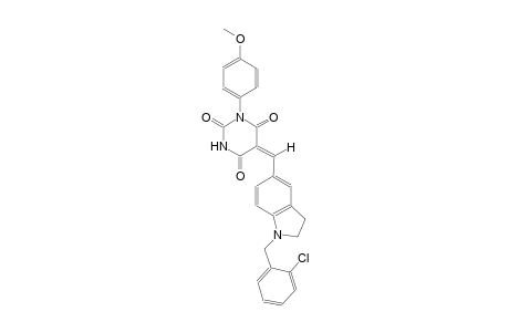 (5E)-5-{[1-(2-chlorobenzyl)-2,3-dihydro-1H-indol-5-yl]methylene}-1-(4-methoxyphenyl)-2,4,6(1H,3H,5H)-pyrimidinetrione