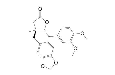 (3S*,4R*)-3-Methyl-3-[3,4-(methylenedioxy)benzyl]-4-(3,4-dimethoxybenzyl]-.gamma.-butyrolactone