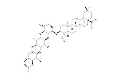 SAPINMUSAPONIN-K;HEDERAGENIN-3-O-(3-O-ACETYL-ALPHA-L-ARABINOPYRANOSYL)-(1->3)-ALPHA-L-RHAMNOPYRANOSYL-(1->2)-ALPHA-L-ARABINOPYRANOSIDE