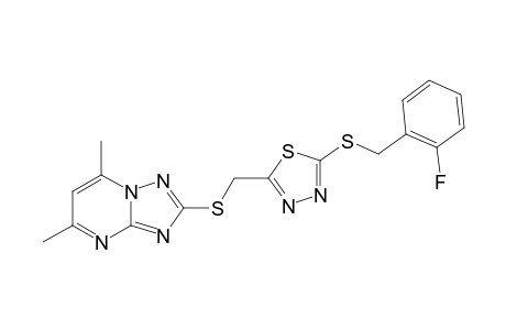 2-((5,7-Dimethyl-[1,2,4]triazolo[1,5-a]pyrimidin-2-ylthio)methyl)-5-(2-fluorobenzylthio)-1,3,4-thiadiazole