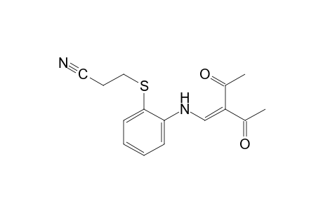 3-{{o-[(2-acetyl-3-oxo-1-butenyl)amino]phenyl}thio}propionitrile
