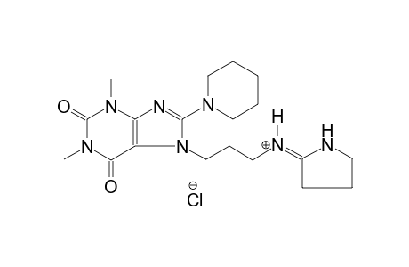 1H-purine-7-propanaminium, 2,3,6,7-tetrahydro-1,3-dimethyl-2,6-dioxo-8-(1-piperidinyl)-N-[(2E)-pyrrolidinylidene]-, chloride