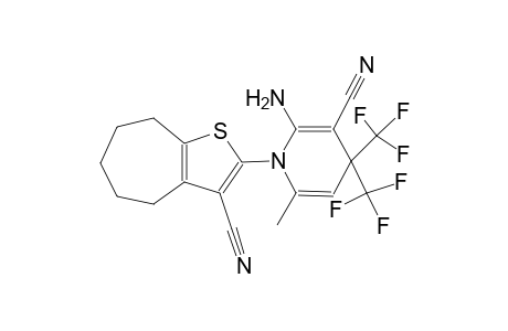 2-amino-1-(3-cyano-5,6,7,8-tetrahydro-4H-cyclohepta[b]thien-2-yl)-6-methyl-4,4-bis(trifluoromethyl)-1,4-dihydro-3-pyridinecarbonitrile