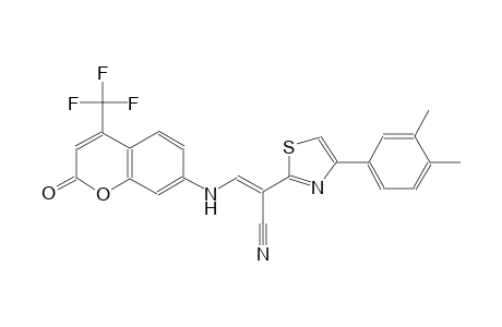 (2E)-2-[4-(3,4-dimethylphenyl)-1,3-thiazol-2-yl]-3-{[2-oxo-4-(trifluoromethyl)-2H-chromen-7-yl]amino}-2-propenenitrile