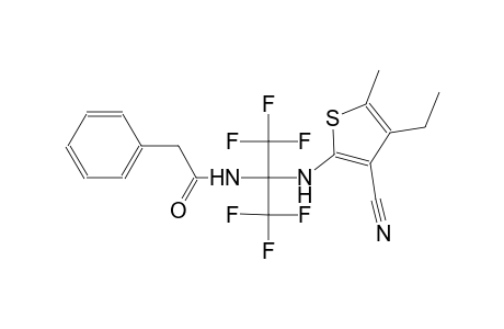 N-[1-[(3-cyano-4-ethyl-5-methyl-2-thienyl)amino]-2,2,2-trifluoro-1-(trifluoromethyl)ethyl]-2-phenylacetamide